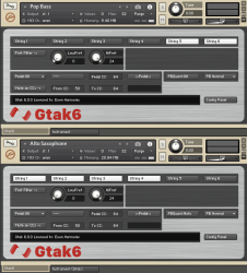 Two Gtak6 instruments in Kontakt6 rack